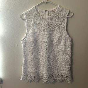 Nanette by Nanette Lepore White Lace Tank With Zipper Back Size M